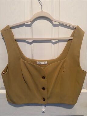 Elodie Mustard Button-Front Crop Top
